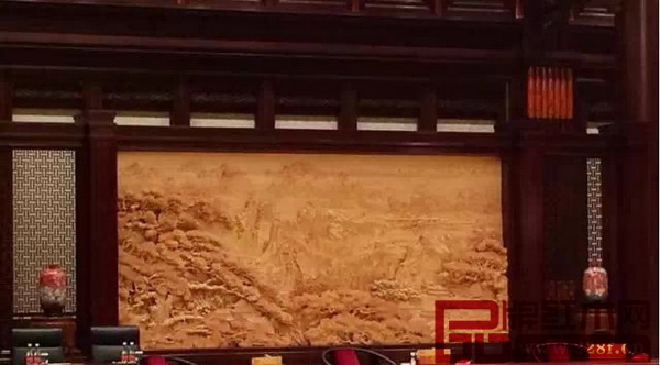 木雕屏风《锦绣河山》